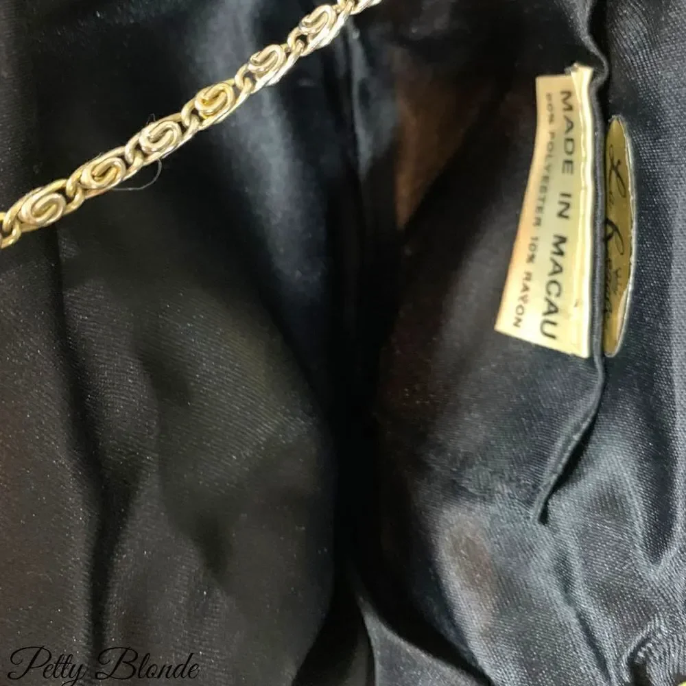 Elegant Black Beaded Clutch: Stunning Beadwork,‎ Dainty Strap, & Bronze Hardware